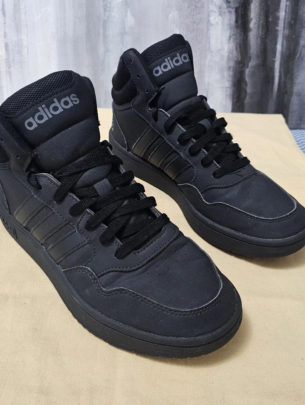 Adidas Hoop 3.0 Mid Classic Black High Top Sneakers Men's Size 8